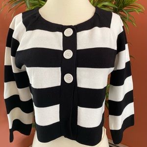 Black and White Crop Cardigan